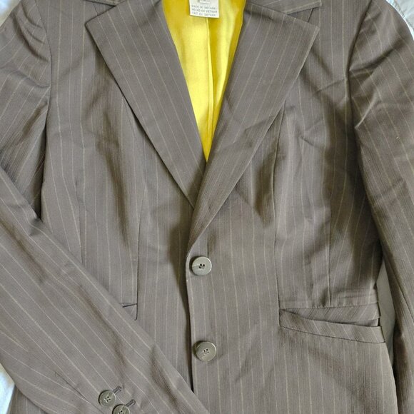 Nine West Brown Pinstripe Pant Suit Set - Picture 4 of 7
